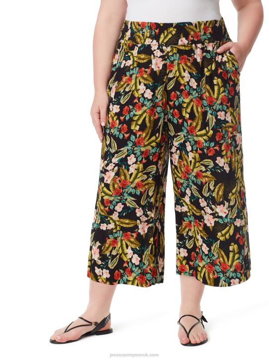 Rosalie Wide Leg Pant in Island Wildfower BlackJessica Simpson 6JRJ378
