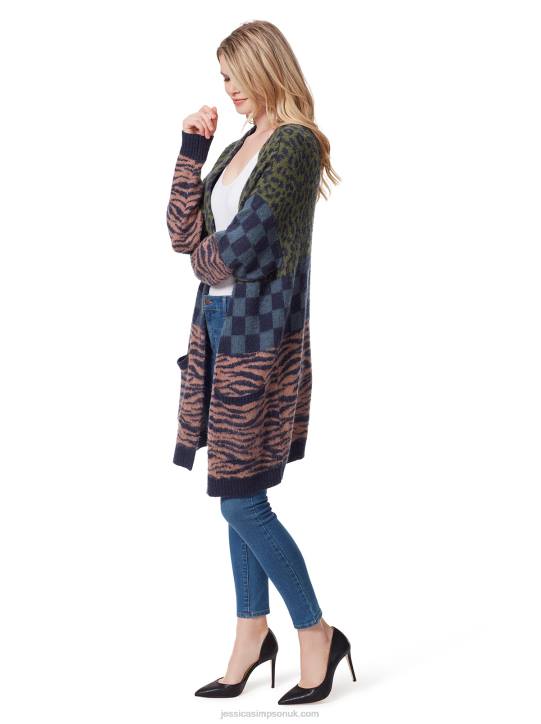 Blaise Cardigan in Checkered Cheetah Black IrisJessica Simpson 6JRJ585