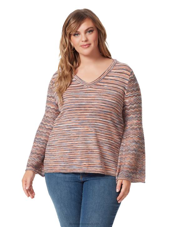 Marietta Top in Mocha Mousse Multi StripeJessica Simpson 6JRJ749