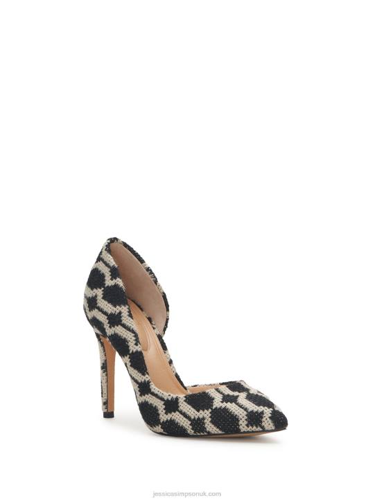 Prizma D'Orsay Pump in Black and White TapestryJessica Simpson 6JRJ262