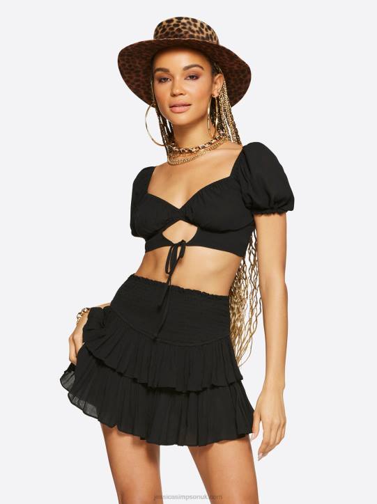 Basic Solids Puff Sleeve Top in BlackJessica Simpson 6JRJ619