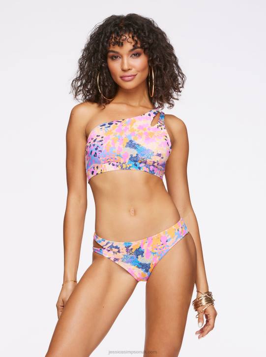 Fashionably Late One Shoulder Top in Lip Gloss LeopardJessica Simpson 6JRJ851