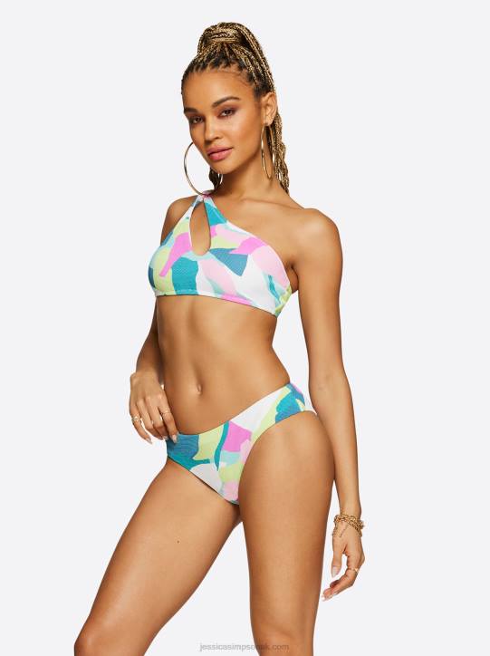 Peaks And Valley One Shoulder Top in White MultiJessica Simpson 6JRJ809