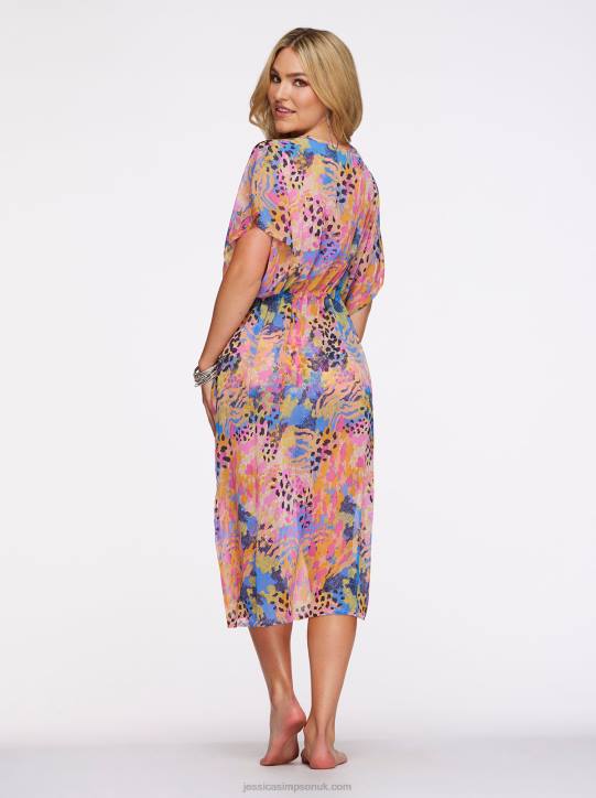 Fashionably Late Long Swim Cover Up in Lip Gloss LeopardJessica Simpson 6JRJ841